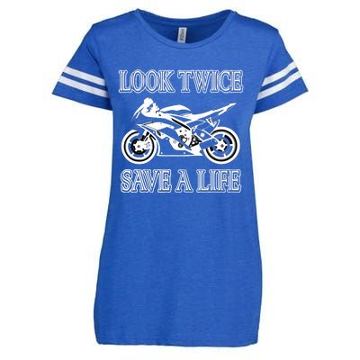 Look Twice Save A Life Motorcycle Bike Safety Enza Ladies Jersey Football T-Shirt