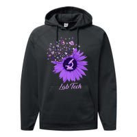 Lab Tech SunFlower Med Tech Funny Medical Technician Lab Performance Fleece Hoodie