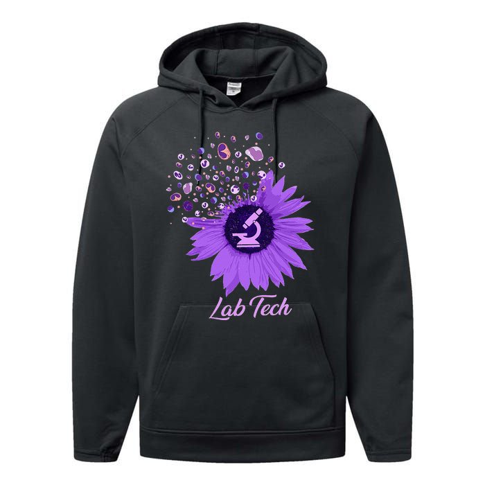 Lab Tech SunFlower Med Tech Funny Medical Technician Lab Performance Fleece Hoodie