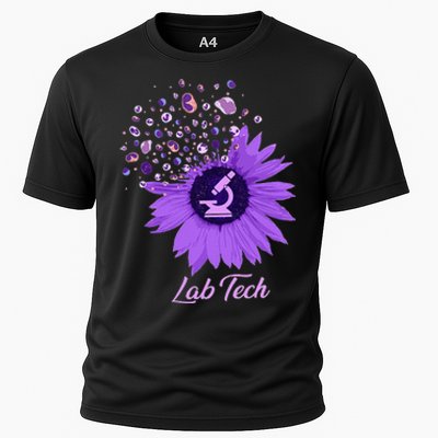 Lab Tech SunFlower Med Tech Funny Medical Technician Lab Cooling Performance Crew T-Shirt