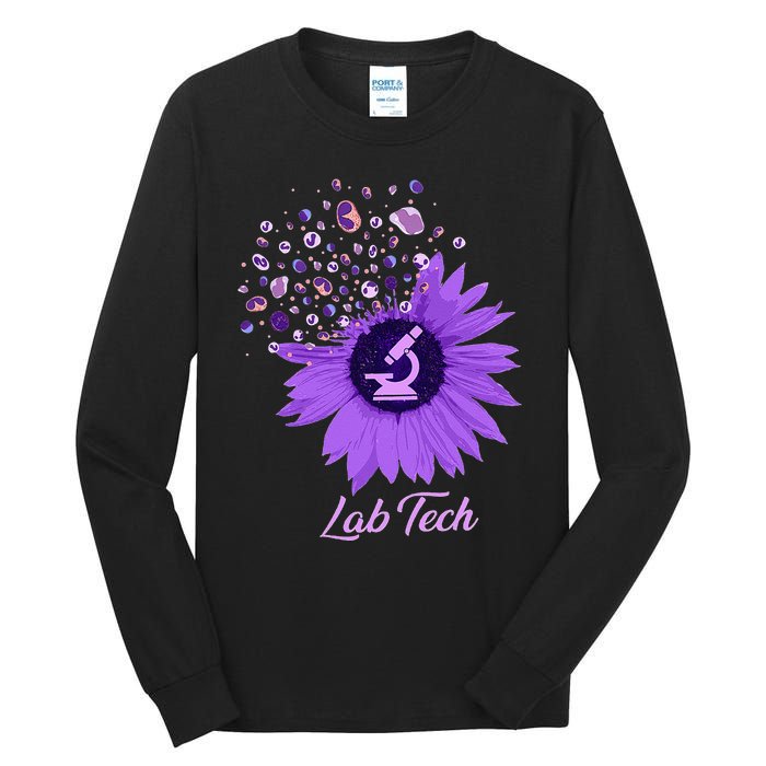 Lab Tech SunFlower Med Tech Funny Medical Technician Lab Tall Long Sleeve T-Shirt