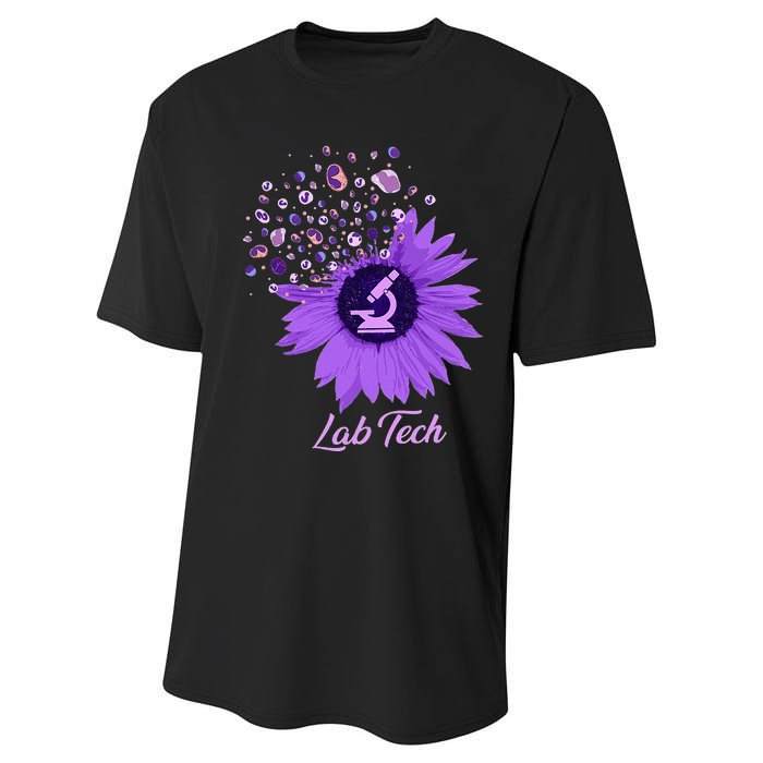 Lab Tech SunFlower Med Tech Funny Medical Technician Lab Performance Sprint T-Shirt