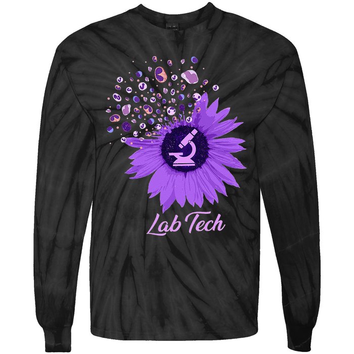 Lab Tech SunFlower Med Tech Funny Medical Technician Lab Tie-Dye Long Sleeve Shirt