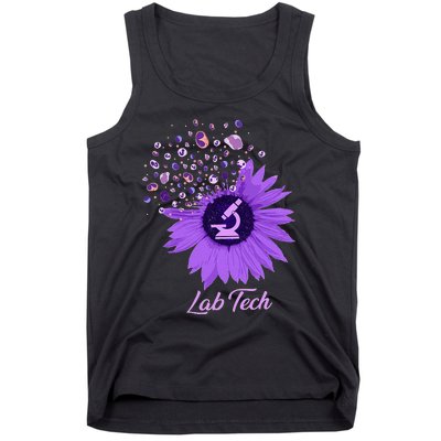 Lab Tech SunFlower Med Tech Funny Medical Technician Lab Tank Top