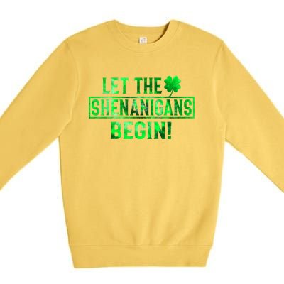 Let The Shenanigans Begin St Patricks Day Tie Dye Style Premium Crewneck Sweatshirt