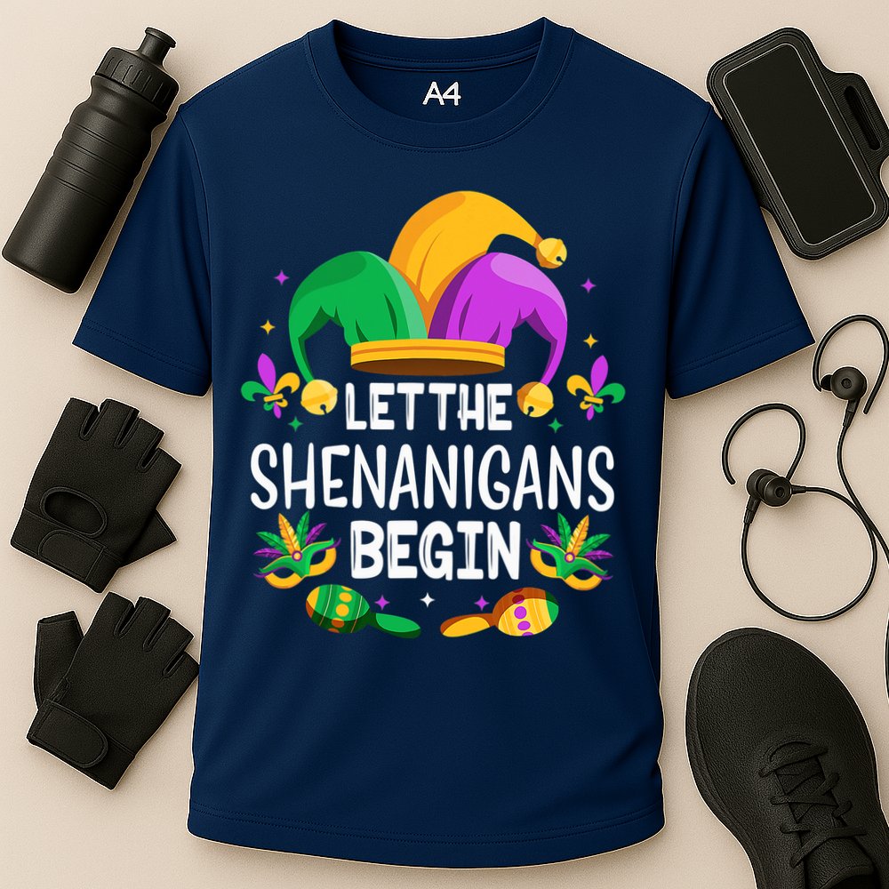 Let The Shenanigans Begin Mardi Gras Shirts, Kids Men Women Cooling Performance Crew T-Shirt