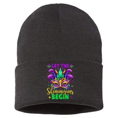 Let The Shenanigans Begin Mardi Gras Lips Sustainable Knit Beanie