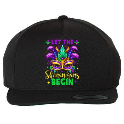 Let The Shenanigans Begin Mardi Gras Lips Wool Snapback Cap