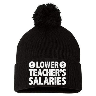 Lower Teacher Salaries Pom Pom 12in Knit Beanie