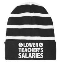 Lower Teacher Salaries Striped Beanie with Solid Band