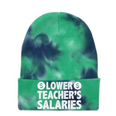 Lower Teacher Salaries Tie Dye 12in Knit Beanie