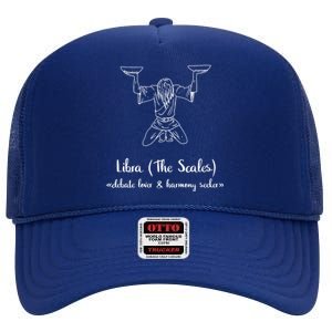 Libra The Scales Astrology Sign And Horoscope Facts Bday Gift Great Gift High Crown Mesh Back Trucker Hat