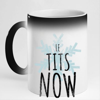 Le Tit Snow Le Tits Now Ugly Christmas Let It Snow Gift 11oz Black Color Changing Mug