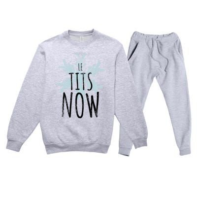 Le Tit Snow Le Tits Now Ugly Christmas Let It Snow Gift Premium Crewneck Sweatsuit Set