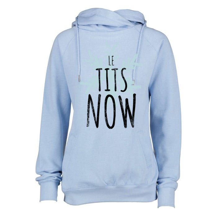 Le Tit Snow Le Tits Now Ugly Christmas Let It Snow Gift Womens Funnel Neck Pullover Hood