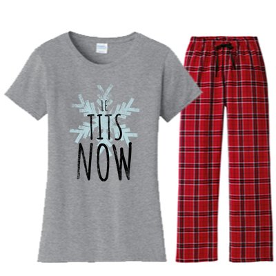 Le Tit Snow Le Tits Now Ugly Christmas Let It Snow Gift Women's Flannel Pajama Set