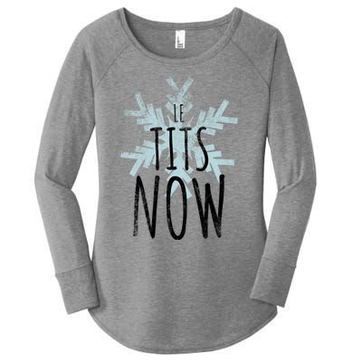 Le Tit Snow Le Tits Now Ugly Christmas Let It Snow Gift Women's Perfect Tri Tunic Long Sleeve Shirt