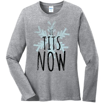 Le Tit Snow Le Tits Now Ugly Christmas Let It Snow Gift Ladies Long Sleeve Shirt