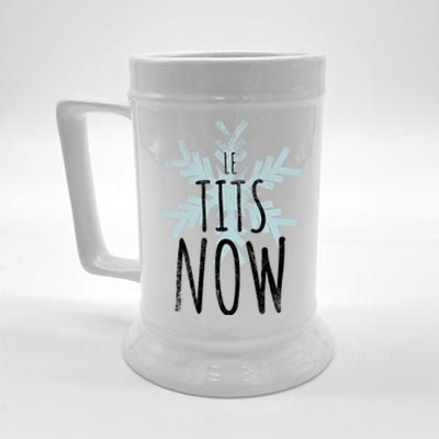 Le Tit Snow Le Tits Now Ugly Christmas Let It Snow Gift Beer Stein