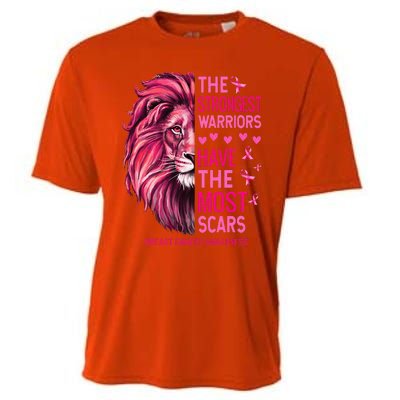 Lion The Strongest Warriors Breast Cancer Awareness Support Cooling Performance Crew T-Shirt