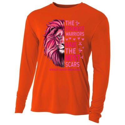 Lion The Strongest Warriors Breast Cancer Awareness Support Cooling Performance Long Sleeve Crew