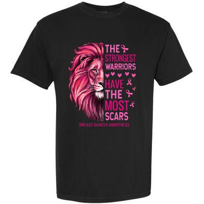 Lion The Strongest Warriors Breast Cancer Awareness Support Garment-Dyed Heavyweight T-Shirt