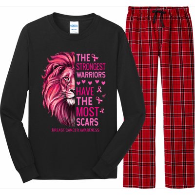 Lion The Strongest Warriors Breast Cancer Awareness Support Long Sleeve Pajama Set