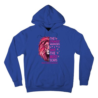 Lion The Strongest Warriors Breast Cancer Awareness Support Hoodie