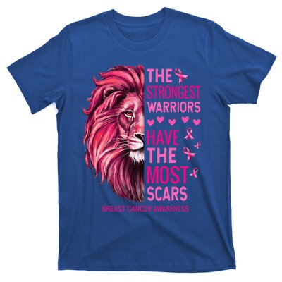 Lion The Strongest Warriors Breast Cancer Awareness Support T-Shirt