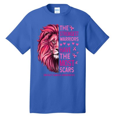 Lion The Strongest Warriors Breast Cancer Awareness Support Tall T-Shirt