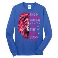 Lion The Strongest Warriors Breast Cancer Awareness Support Tall Long Sleeve T-Shirt