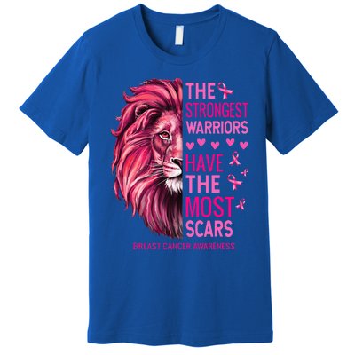 Lion The Strongest Warriors Breast Cancer Awareness Support Premium T-Shirt