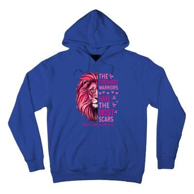 Lion The Strongest Warriors Breast Cancer Awareness Support Tall Hoodie