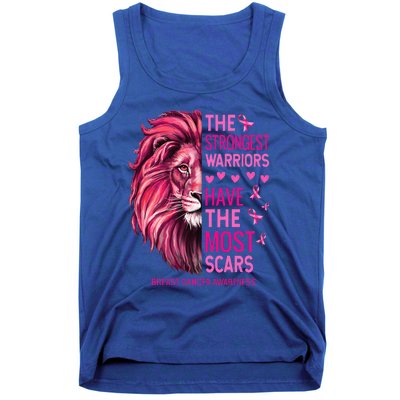 Lion The Strongest Warriors Breast Cancer Awareness Support Tank Top