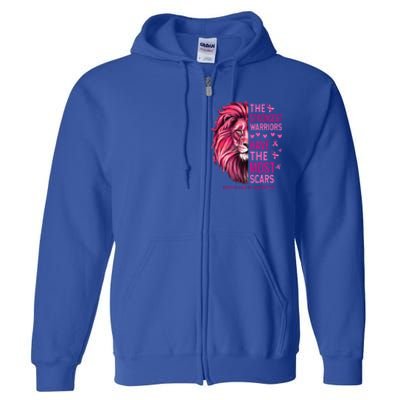 Lion The Strongest Warriors Breast Cancer Awareness Support Full Zip Hoodie