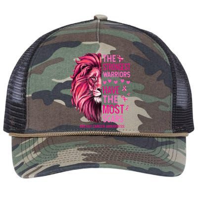 Lion The Strongest Warriors Breast Cancer Awareness Support Retro Rope Trucker Hat Cap