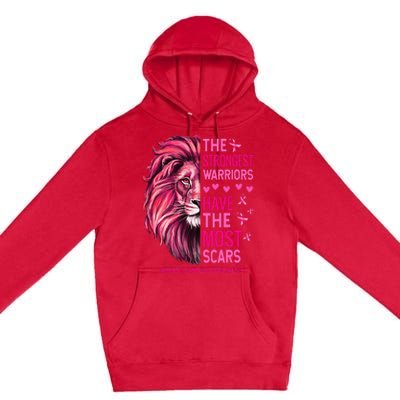 Lion The Strongest Warriors Breast Cancer Awareness Support Premium Pullover Hoodie