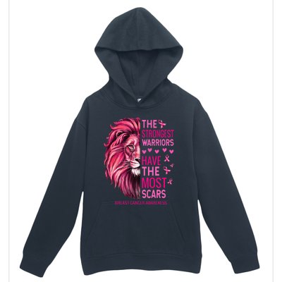 Lion The Strongest Warriors Breast Cancer Awareness Support Urban Pullover Hoodie