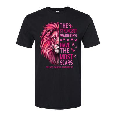 Lion The Strongest Warriors Breast Cancer Awareness Support Softstyle CVC T-Shirt