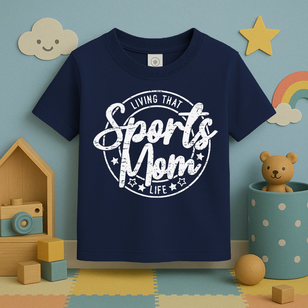 Living That Sports Mom Life Mothers Day Sports Mama Funny Toddler T-Shirt