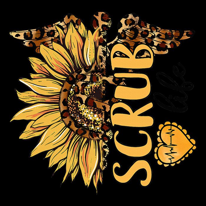 Living The Scrub Life Nurse Sunflower Leopard Nursing Cooling Performance Crew T-Shirt