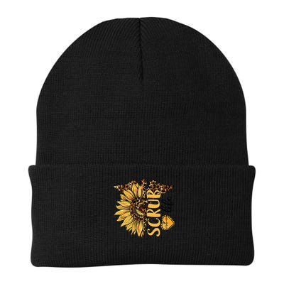 Living The Scrub Life Nurse Sunflower Leopard Nursing Beanie