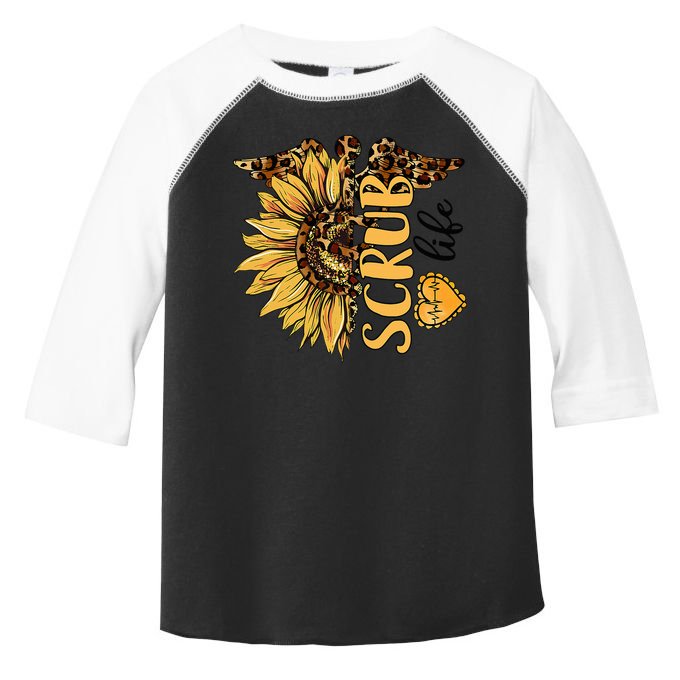 Living The Scrub Life Nurse Sunflower Leopard Nursing Toddler Fine Jersey T-Shirt