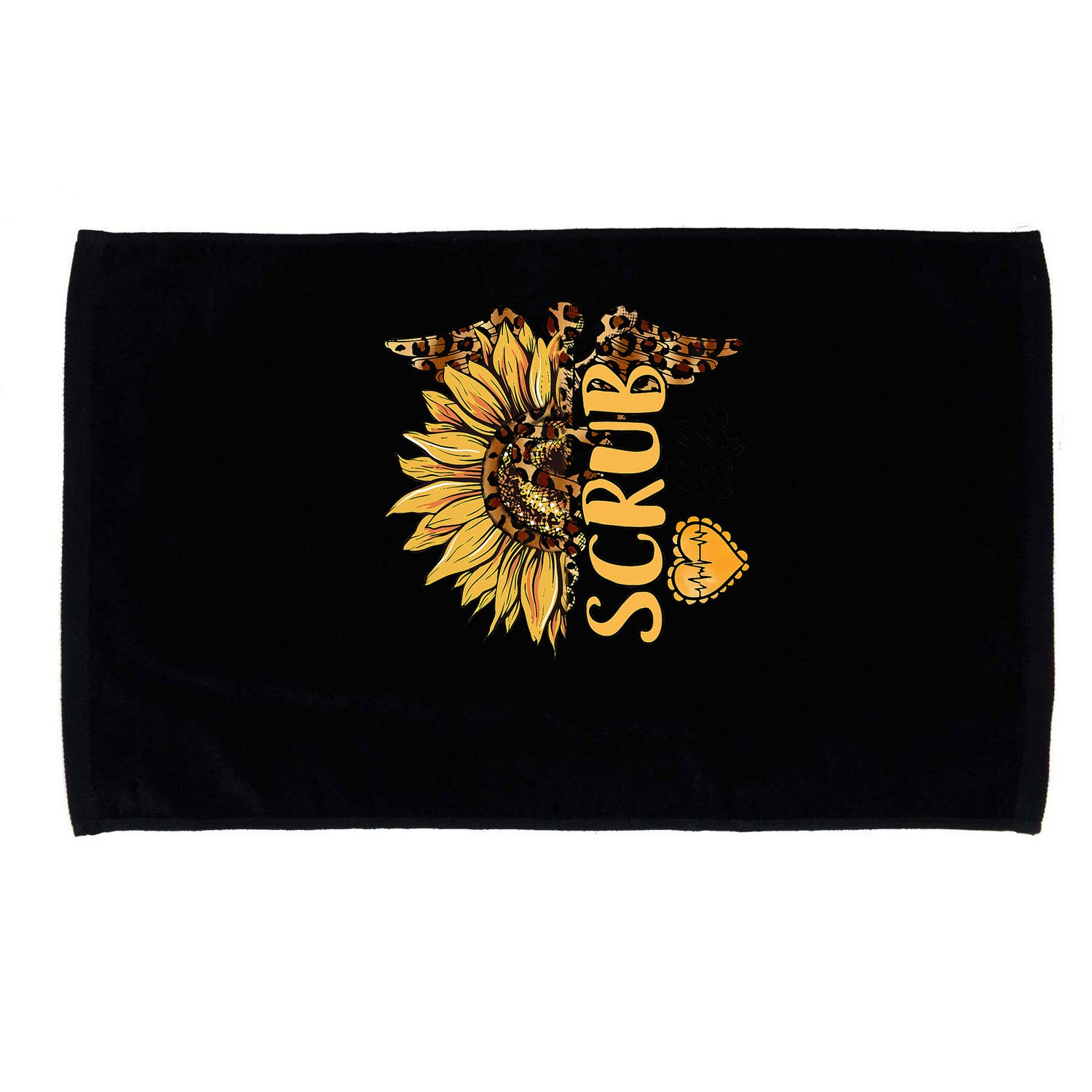 Living The Scrub Life Nurse Sunflower Leopard Nursing Microfiber Hand Towel