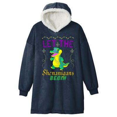 Let The Shenanigans Begin Mardi Gras Hooded Wearable Blanket