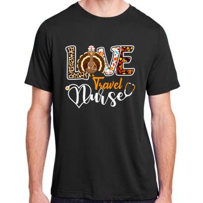 Love Turkey Stethoscope Travel Nurse Leopard Thanksgiving Gift Adult ChromaSoft Performance T-Shirt