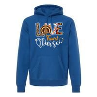 Love Turkey Stethoscope Travel Nurse Leopard Thanksgiving Gift Premium Hoodie