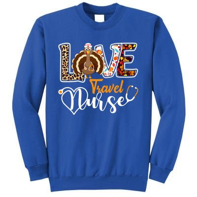 Love Turkey Stethoscope Travel Nurse Leopard Thanksgiving Gift Tall Sweatshirt