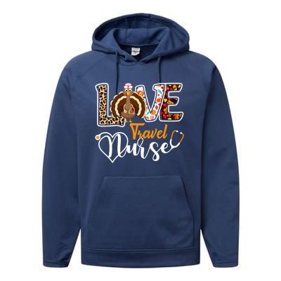 Love Turkey Stethoscope Travel Nurse Leopard Thanksgiving Gift Performance Fleece Hoodie