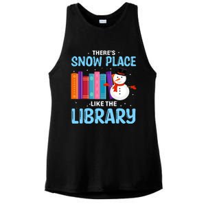 Librarian ThereS Snow Place Like The Library Christmas Snow Ladies PosiCharge Tri-Blend Wicking Tank